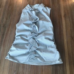 NY&C stripe sleeveless ruffle blouse